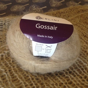 Sale Berlini Gossair Yarn Color Sand Acrylic/Mohair/Nylon Blend for Knit, Crochet, Rug, Art Quilt, Doll Making and All Fiber Arts 220 Yards