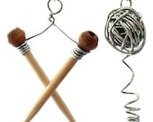 Knitting Needles and Yarn Earrings You Choose Yarn Color