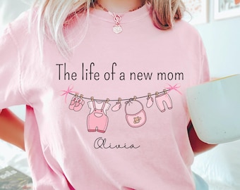 Custom Pregnant Mom Comfor Colors shirt for mother day,Personalized New Mom Gift,pregnancy announcement tee,baby reveal shirt,new mom Tshirt
