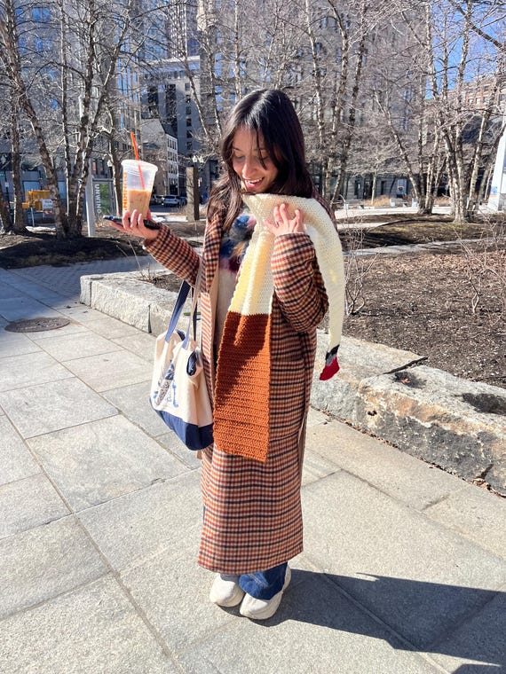 Crochet Cigarette Scarf Handmade