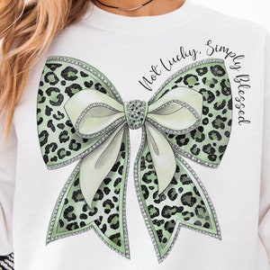 Kein Glück Einfach Gesegnet PNG, Leopardenmuster Bogen, St. Patricks Day Bogen PNG, handgezeichneter christlicher Bogen, Bibelvers, Kokett Sublimationsdesign