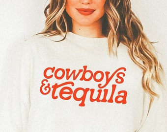 Cowboys e Tequila PNG SVG / Retro Western Svg, Png occidentale popolare, Design a sublimazione, Disegni Svg occidentali, Disegni di t-shirt occidentali