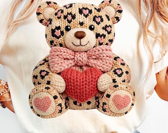 Faux Yarn Valentine Teddy Bear PNG – Sublimation Designs (Commercial & Personal Use)