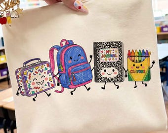 Back to School PNG, 80s School Supplies, Teacher Shirt Design, Retro Backpack Notebook Clipart