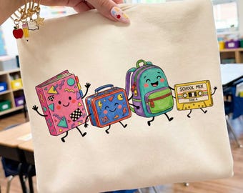 Back to School PNG, 80s School Supplies, Teacher Shirt Design, Retro Backpack Notebook Clipart