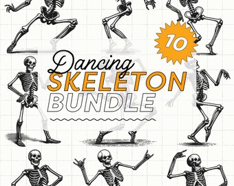 Dancing Skeletons SVG PNG | Skeleton Svg Bundle, Halloween Skeleton Clipart, Commercial Use Graphics, Sublimation Design, Skeleton Shirt Png
