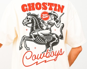 Halloween Cowboy SVG | Ghostin Cowboys Png, Halloween Western PNG, Cowboy Skeleton Svg, Retro Housewife Svg, Halloween Cowboy Sublimation