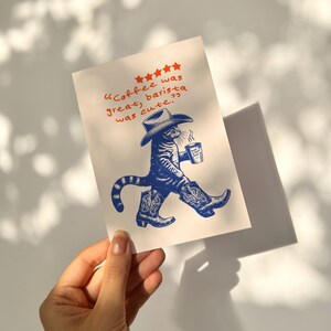 Coffee was great, barista was cute western cat coffee svg png for sublimation design