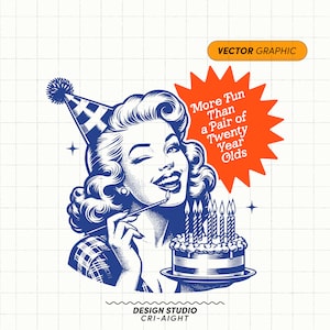Plus amusant que deux jeunes de vingt ans PNG SVG | Funny Womans 40e anniversaire chemise Svg, 40e anniversaire Cozies Svg, Svg rétro, Svg de Style vintage