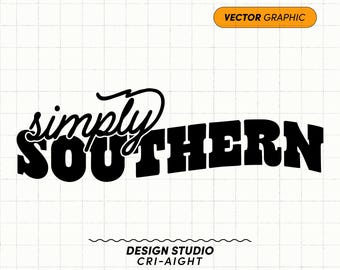 May include: Black and white graphic design with the text "simply SOUTHERN" in a bold, stylized font. The text is set against a white background with a subtle grid pattern. The design includes the text "DESIGN STUDIO CRI-AIGHT" in a smaller font below the main text.