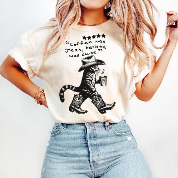 Cowboy Coffee Svg, Retro Western Cat SVG, Barista Was Cute Png, Barista Svg, Western Cat Shirt Design, Cowboy Coffee Sublimation Designs Mug