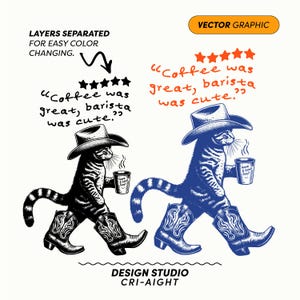 Coffee was great, barista was cute western cat coffee svg png for sublimation design