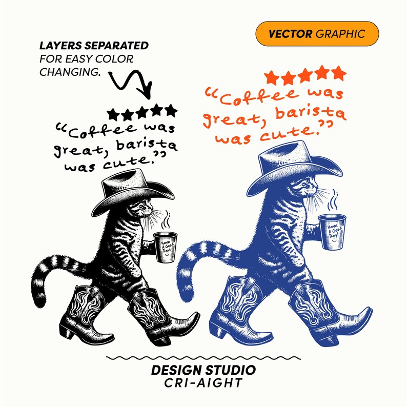 Coffee was great, barista was cute western cat coffee svg png for sublimation design