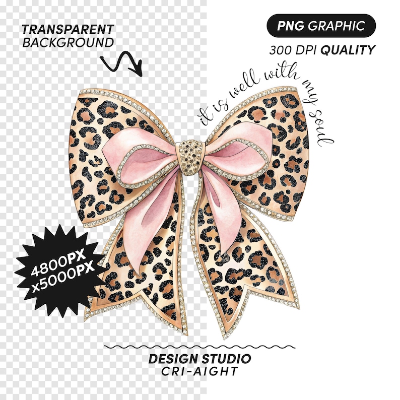 It Is Well With My Soul Coquette Leopard Bow PNG Clipart