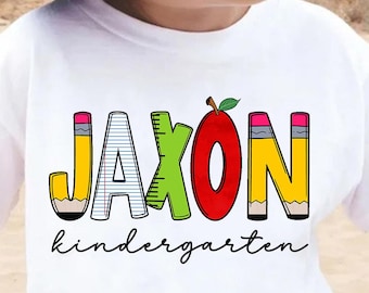 Personalized Back To School Kids Shirt, Custom Alphabet Kindergarten Shirt, Elementary Shirt, Toddler School Tee, First Day Of School Shirt