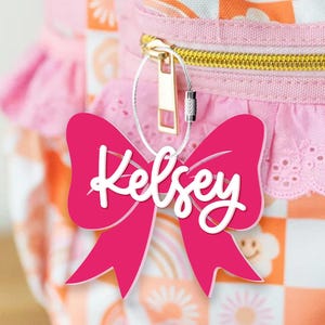 45% OFF Bulk Personalized Kids Name Bag Tag, Custom Coquette Backpack Tag, Waterbottle Tag, Diaper Bag, Lunchbox Name Tag, School Name Plate
