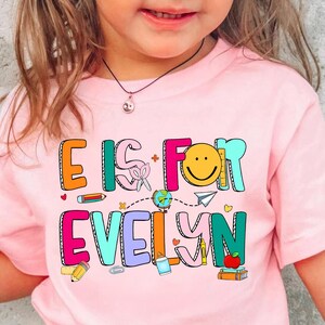 Personalized Kids Back To School Shirt, Custom Kids Name Shirt, Toddler School Shirt, Custom Alphabet Shirt, First Day Of School Kids Shirt