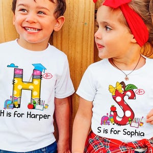 Personalized Kids Back To School Shirt, Custom Kids Name Shirt, Custom Alphabet Shirt, Toddler School Shirt, First Day Of School Kids Outfit