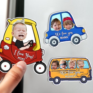 Personalized Kids Photo Fridge Magnet, Keychain: Custom Grandma/Mom/Grandpa/Dad Gift
