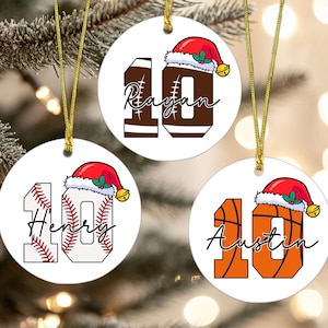 Personalized Sports Christmas Ornament, Custom Name Baseball Ornament, Christmas Gift For Football Lovers, Sports Lover Christmas Gift