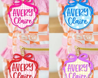 45% OFF Bulk Personalized Kids Name Bag Tag, Coquette Backpack Name Tag, Water Bottle Tag, Diaper Bag, Lunchbox Name Tag, School Name Plate