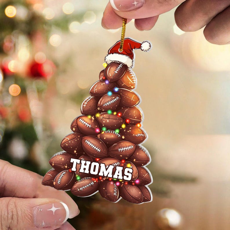 Personalized Football Christmas 2024 Ornament, Custom Name Football
