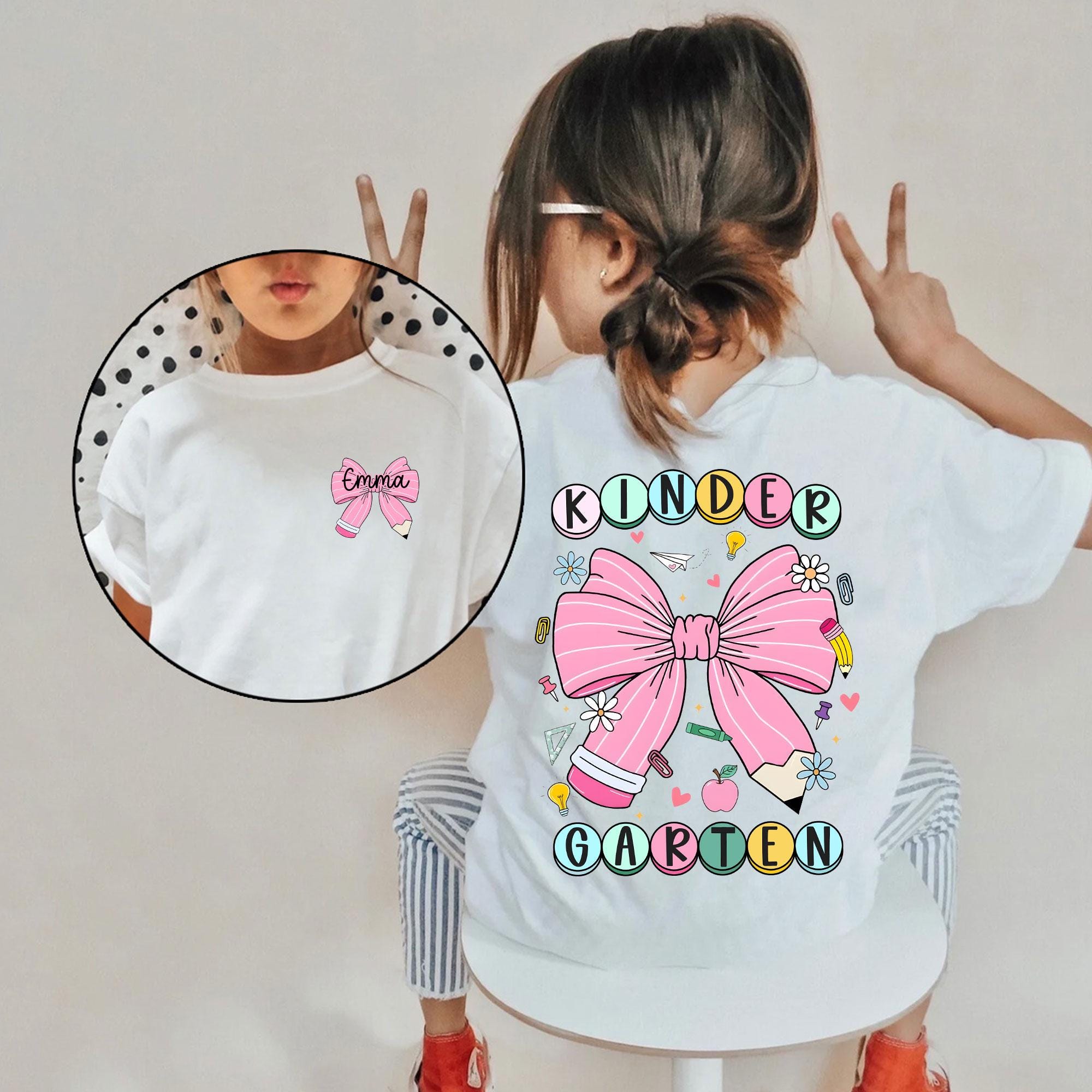 Personalized Back To School Kids Shirt, Custom Coquette Kindergarten Shirt, Elementary Shirt, Toddler School Tee, First Day Of School Shirt