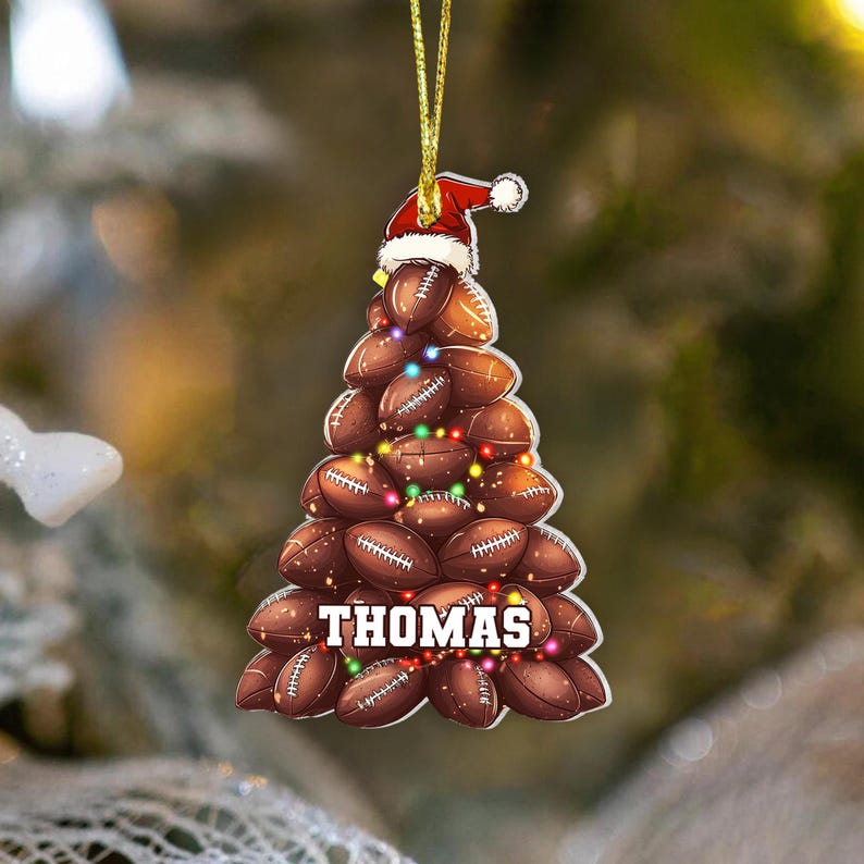 Personalized Football Christmas 2024 Ornament, Custom Name Football