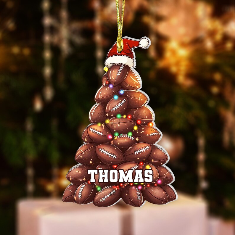 Personalized Football Christmas 2024 Ornament, Custom Name Football