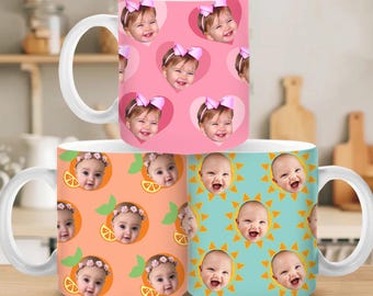 Personalized Mother&#39;s Day Gift For Grandma, Custom Baby Face Mug, Custom Kids Photo Mug, New Grandma Gift, New Mom Gift, Grandparents Gift