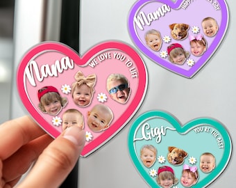 Personalized Mother's Day Gift For Grandma, Custom Kids Face With Name Magnet, We Love You Nana Magnet, Gift For Nana, Gift From Grandkids