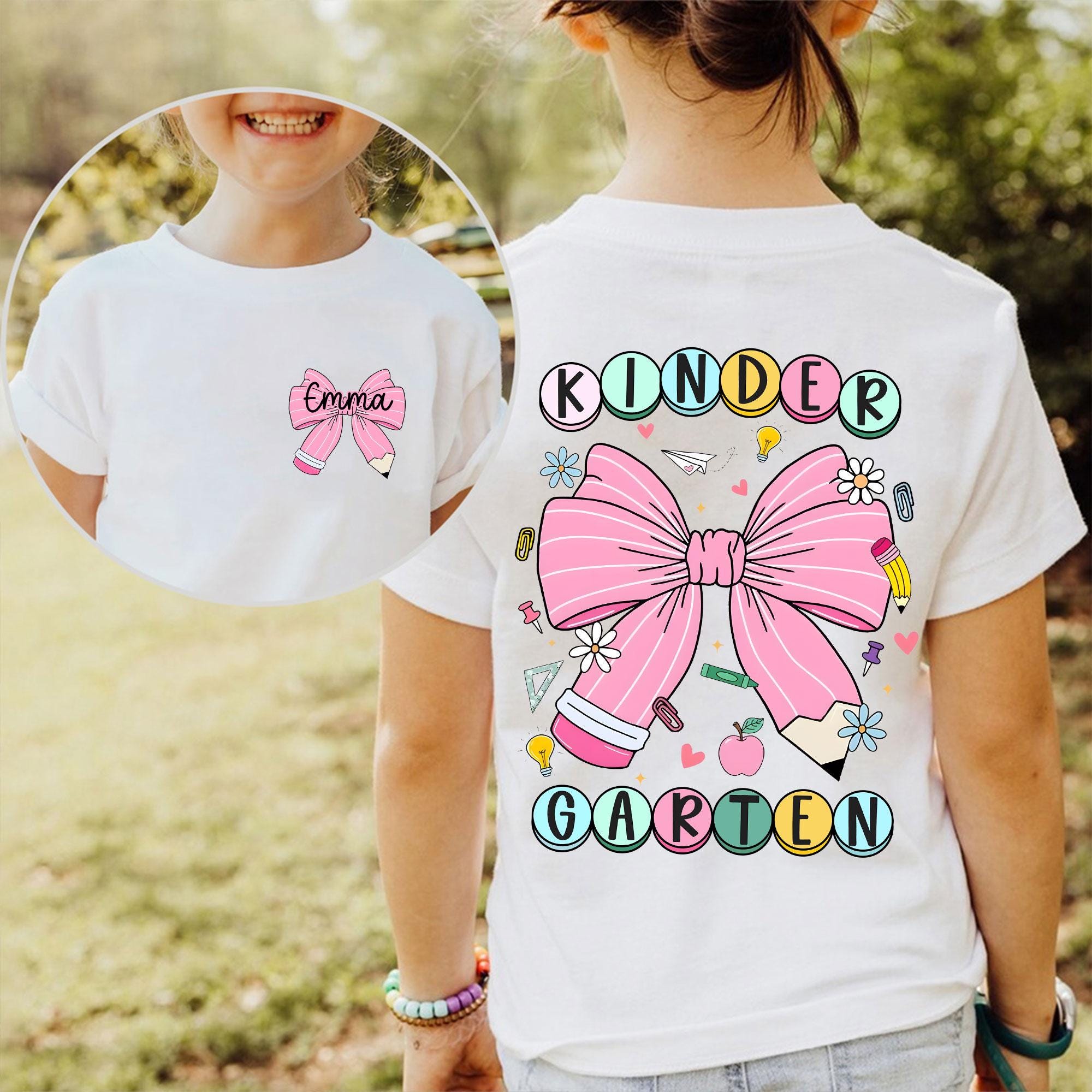Personalized Back To School Kids Shirt, Custom Coquette Kindergarten Shirt, Elementary Shirt, Toddler School Tee, First Day Of School Shirt