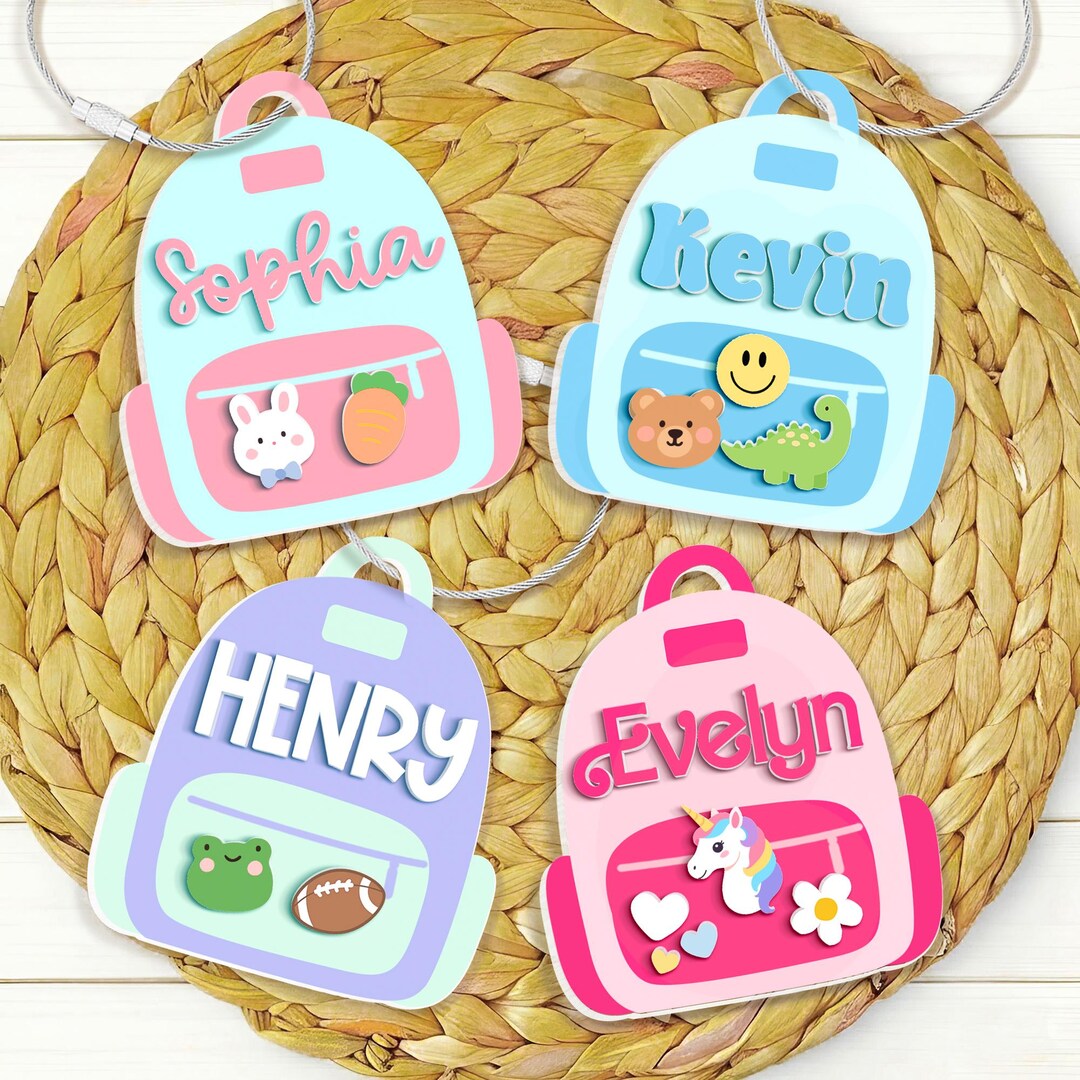 Personalized Back to School Kids Gift, Custom Kids Name Backpack Tag ...