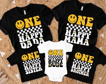 Personalized One Happy Dude Birthday Kids Shirt, Custom  First Birthday Kids Shirt, 1st Birthday Matching Family Shirt, Kids Boy Toddler