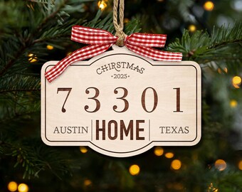 Custom Zip Code Christmas Ornament: Hometown Gift For New Home