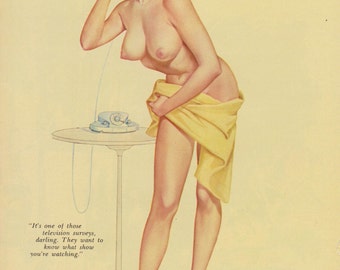 74# Rare 50's Early 60's Vintage Vargas Pin Up Girl Playboy Picture Hollywood Regency