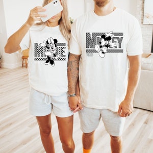 Vintage Mickey Minnie Matching Shirt, Couples Matching Disney Shirts, Checkered Mickey and Minnie Shirt, Disney Couple Shirt, Disney Shirt