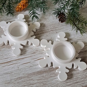 Tea Light Holder-Snowflake Tea Light-Blank Tea Light-Christmas Gift- Christmas Candle Holders-Set of Two-Holiday Decor-Christmas Decorations