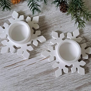 Tea Light Holder-Snowflake Tea Light-Blank Tea Light-Christmas Gift- Christmas Candle Holders-Set of Two-Holiday Decor-Christmas Decorations