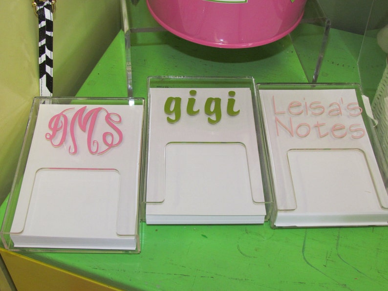 Acrylic Notepad Holder With Monogram Etsy