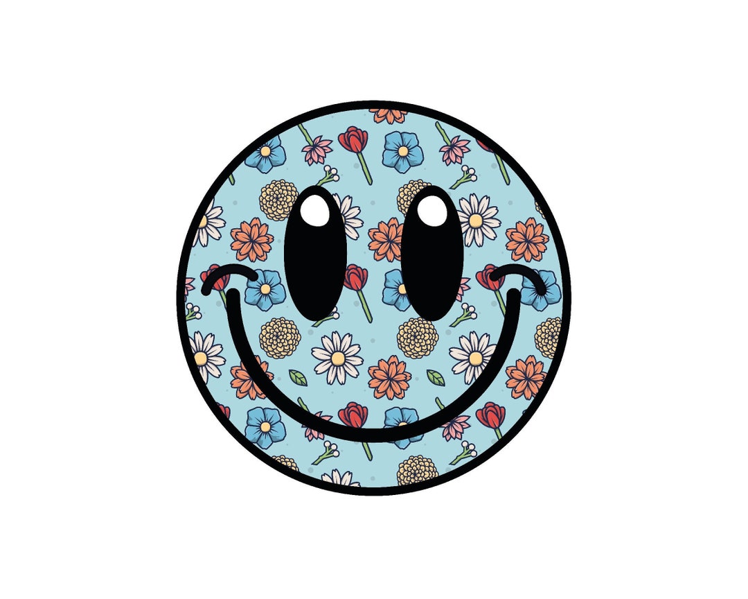 Colorful Smiley Face Flower Seamless Colorful Floral Smiley Face PNG Watercolor Flowers Printable ...