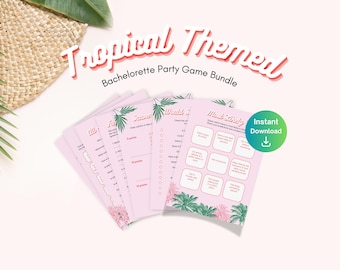 Tropical Palm Springs Bachelorette Game Bingo | Flamingo Pool Party Bachelorette Game | Retro Beach Bachelorette | Bach and Boozy Bingo Game