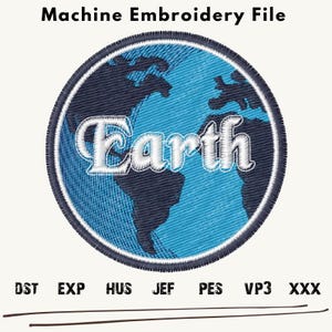 Earth Embroidery Design: Globe Circle Pattern (Digital Download)