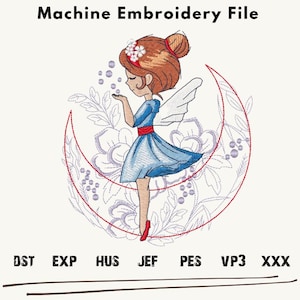 Fairy Embroidery Design, Pink Fairy embroidery files, Lovely Fairy embroidery Patterns, Fairy Machine Embroidery, Fairy Embroidery Patch