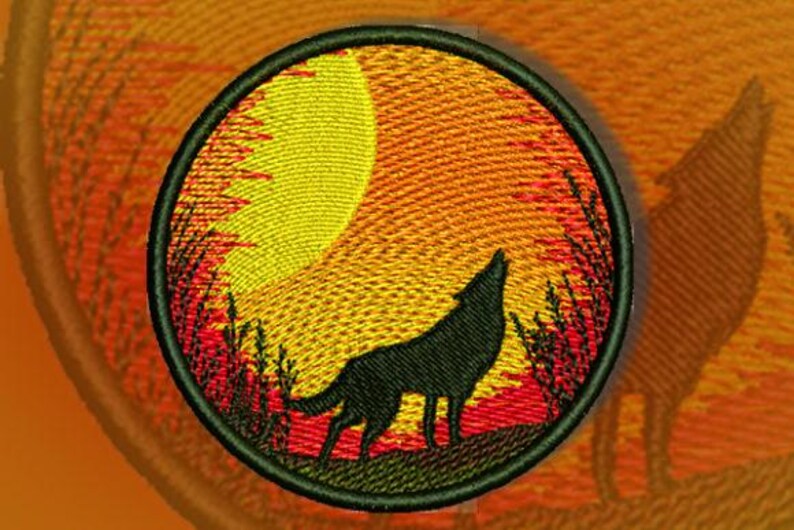 Wolf Patch Embroidery Design: Moon Circle (digital Download) - Etsy