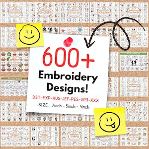 600 Embroidery Machine Bundle design, PES files Bundle embroidery, Embroidery Patterns, Brother files set, 3 sizes, Instant download
