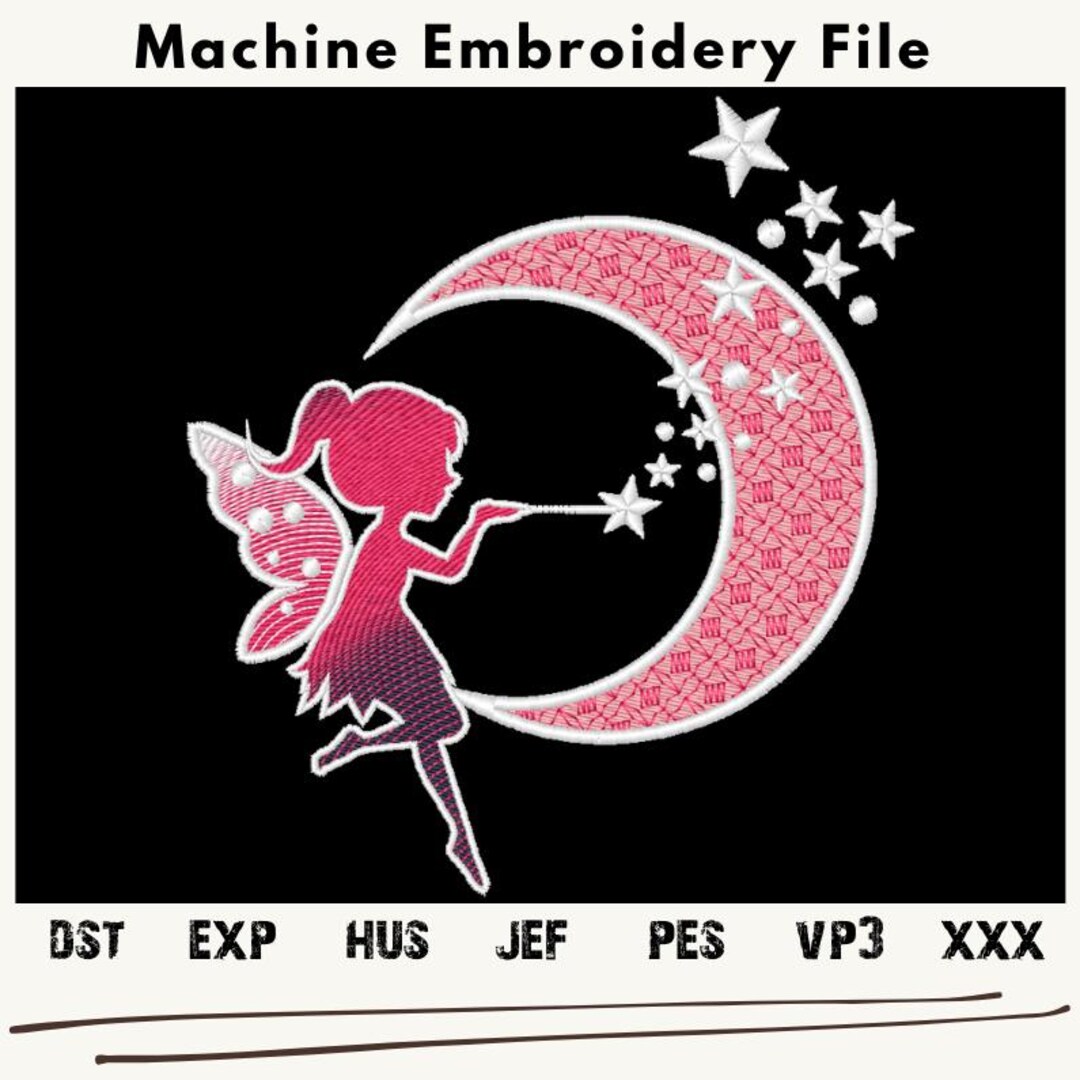 Fairy Embroidery Design, Pink Fairy Embroidery Files, Lovely Fairy ...