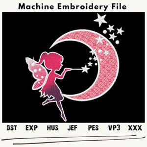 Fairy Embroidery Design, Pink Fairy embroidery files, Lovely Fairy embroidery Patterns, Fairy Machine Embroidery, Fairy Embroidery Patch