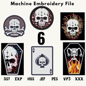 Skull Embroidery Design Bundle, Embroidery Machine Bundle files, Skull embroidery Pattern, Skull Machine Embroidery, 6 Skull Design Download
