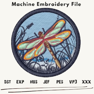 Dragonfly Circle Machine Embroidery Design (Digital Download)